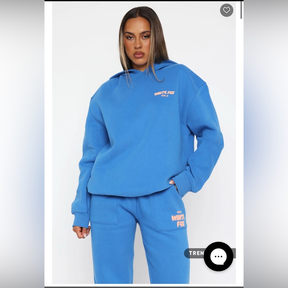 White Fox Women’s Offstage Hoodie Azure Blue and Pink
Size: S/M